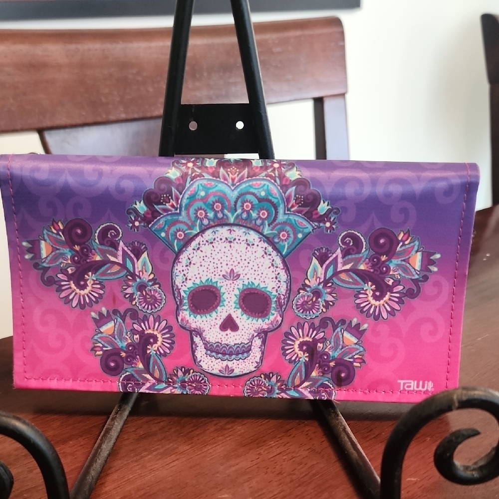Sugar Skull Pink and Purple Skull Design Wallet